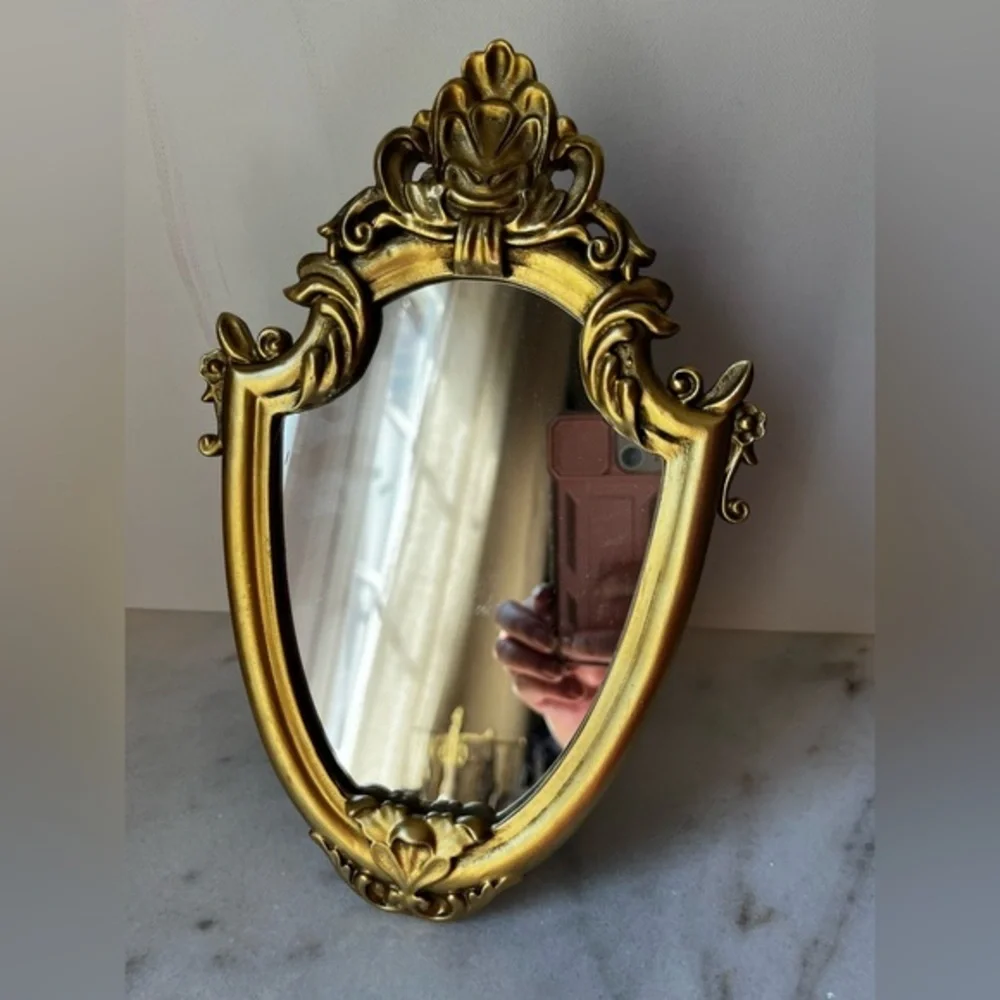 Ornate Gold and Black Decorative Mirror